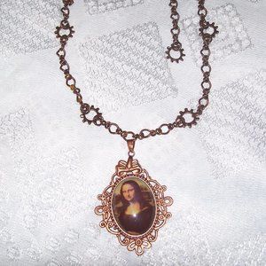 Victorian Steampunk Mona Lisa Pendant Necklace